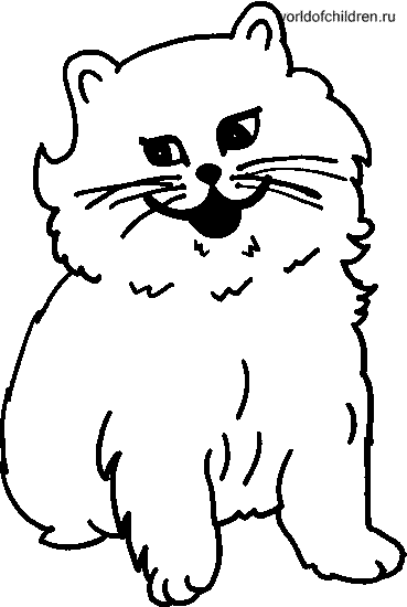 Раскраска Пушистый кот улыбается