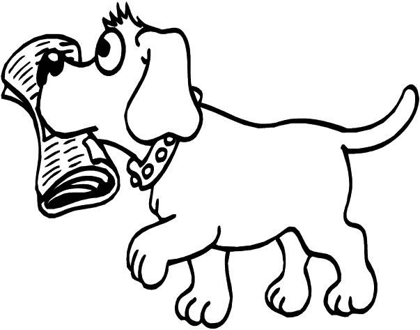 Раскраска Собака несет газету