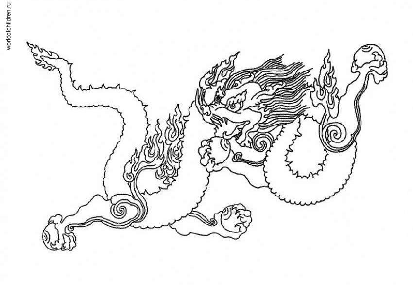 дракон с шарами раскраска