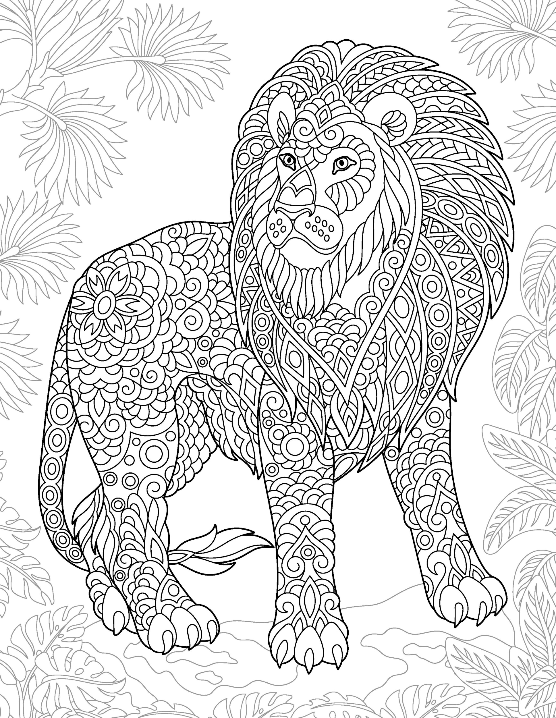 Раскраска Релакс цветочный лев