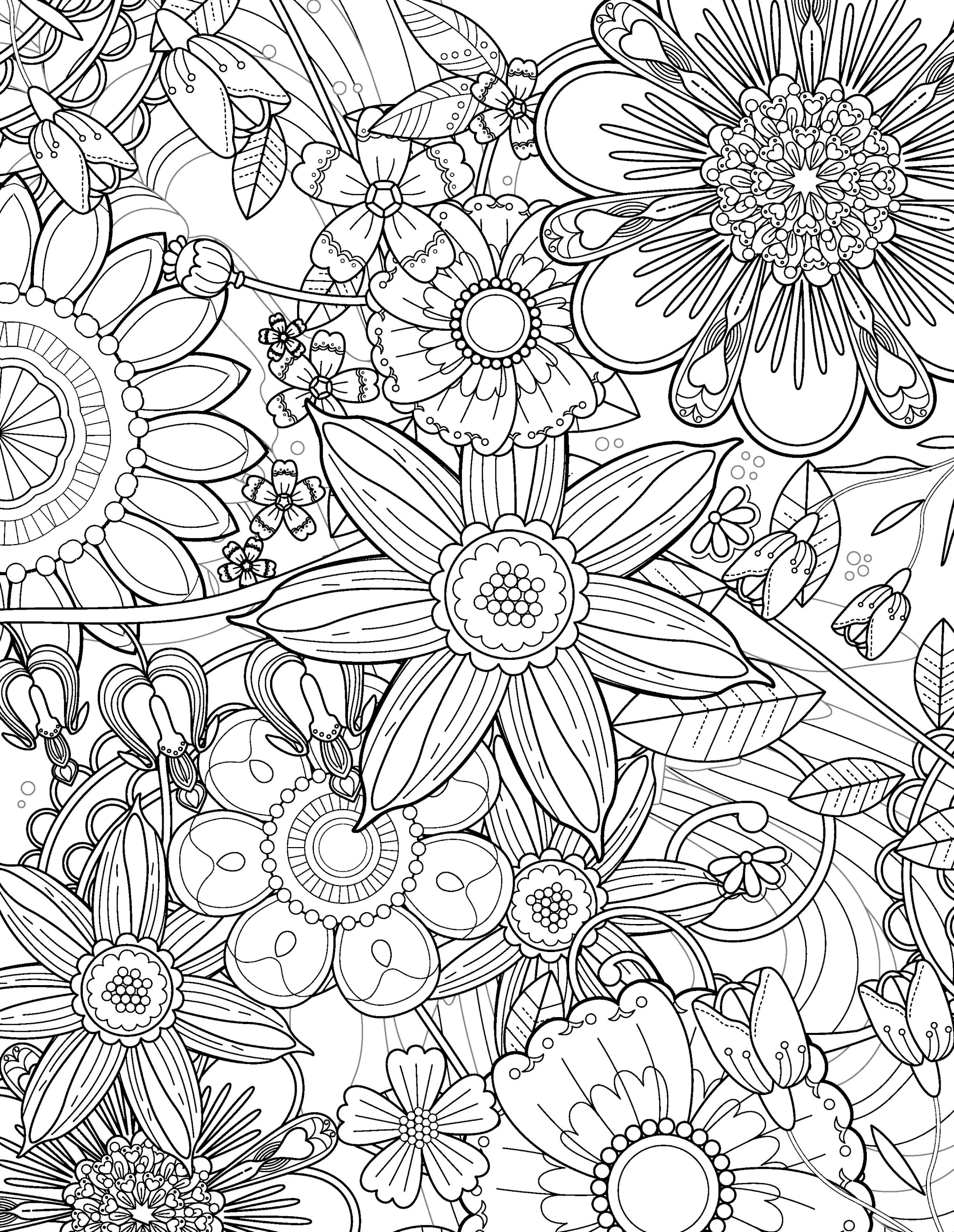 Раскраска Релакс разные цветы