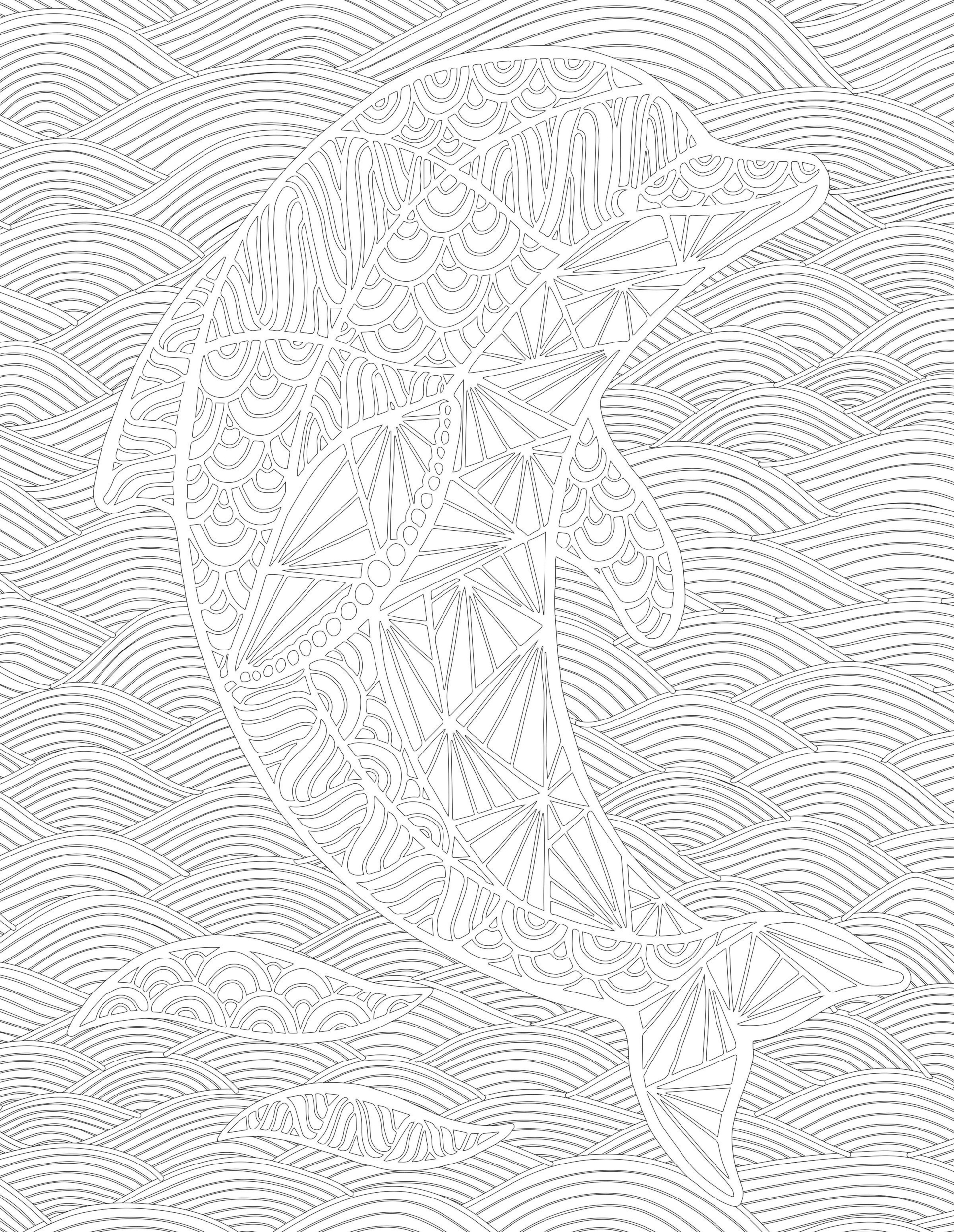 Раскраска Антистресс дельфин из полосок