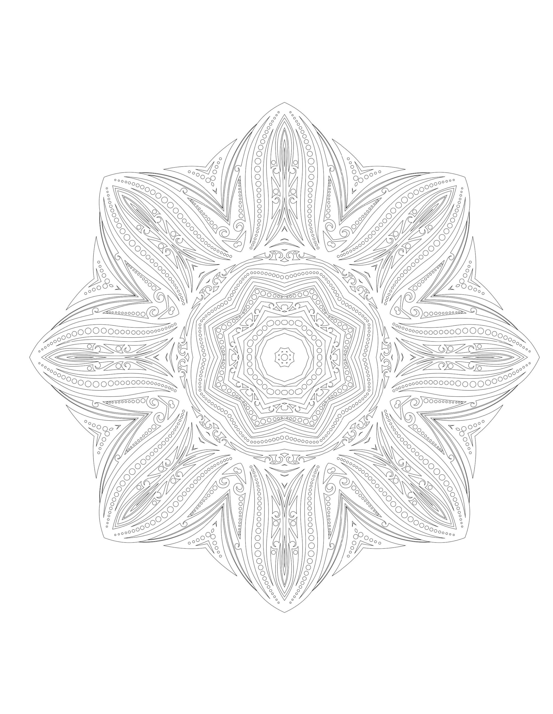 Раскраска Антистресс морская звезда из узоров восемь лучей