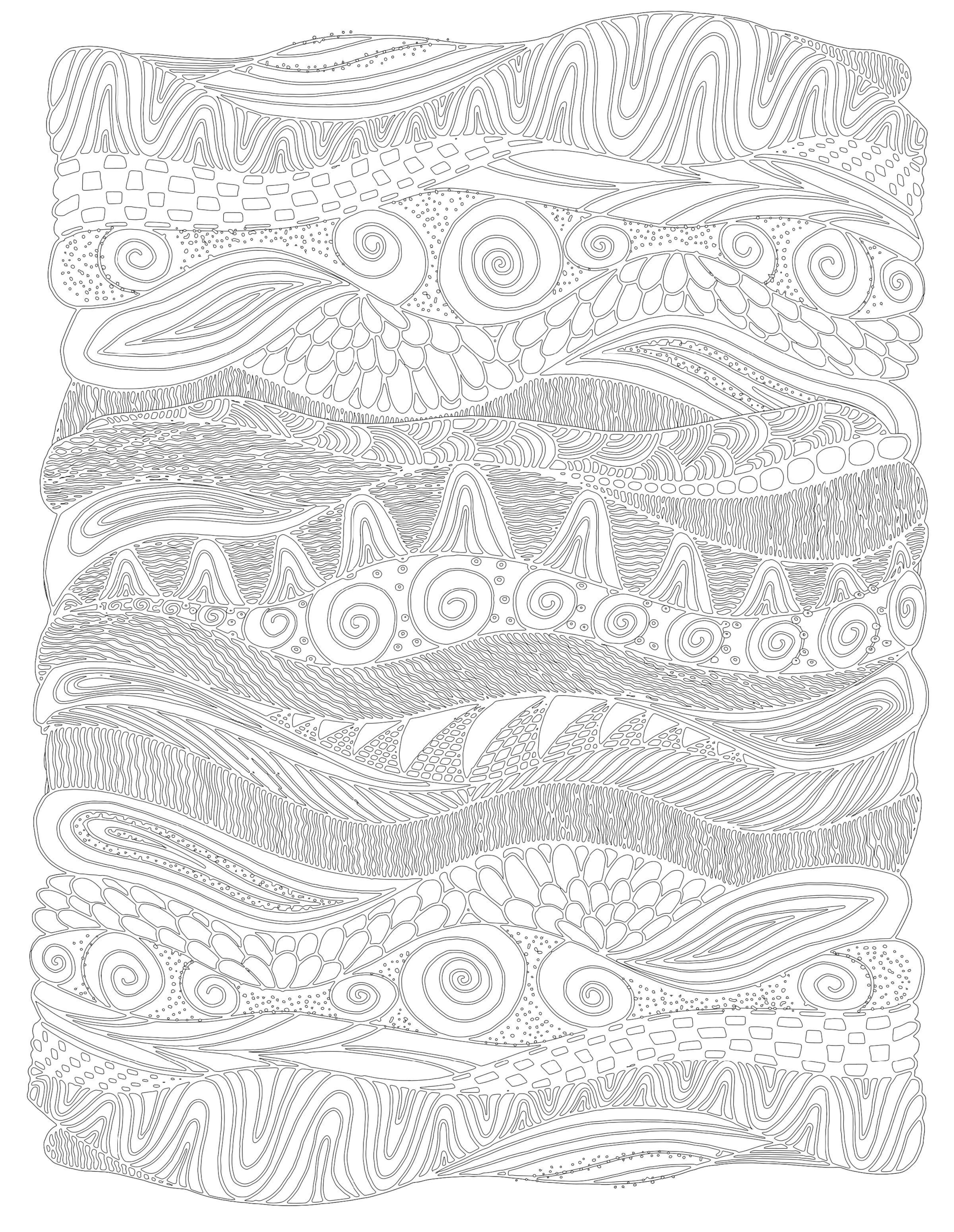 Раскраска Дудл океан узор из чешуи
