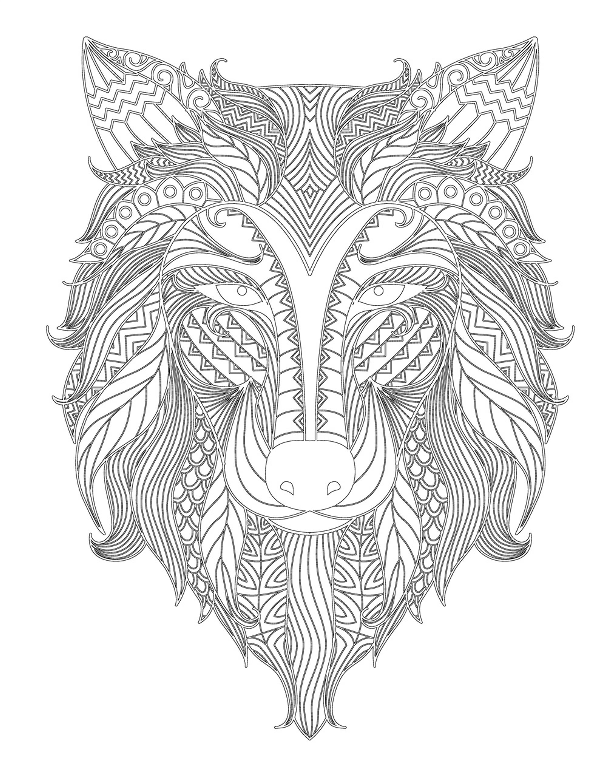 Раскраска Релакс голова волка