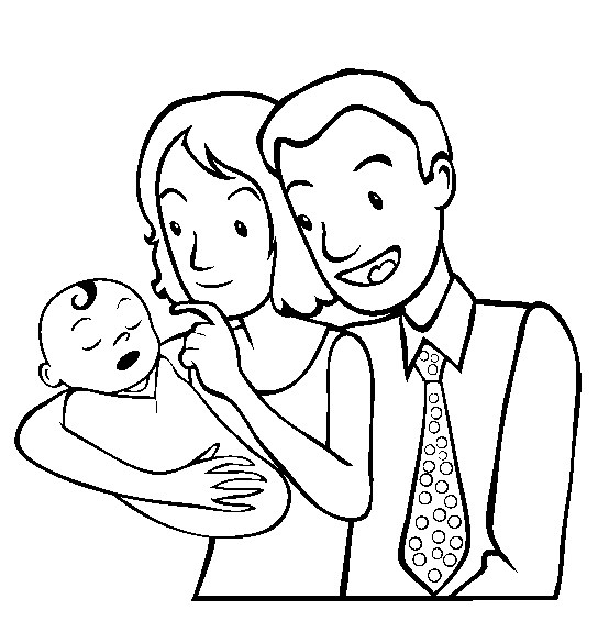 новорожденный с мамой и папой рескраска