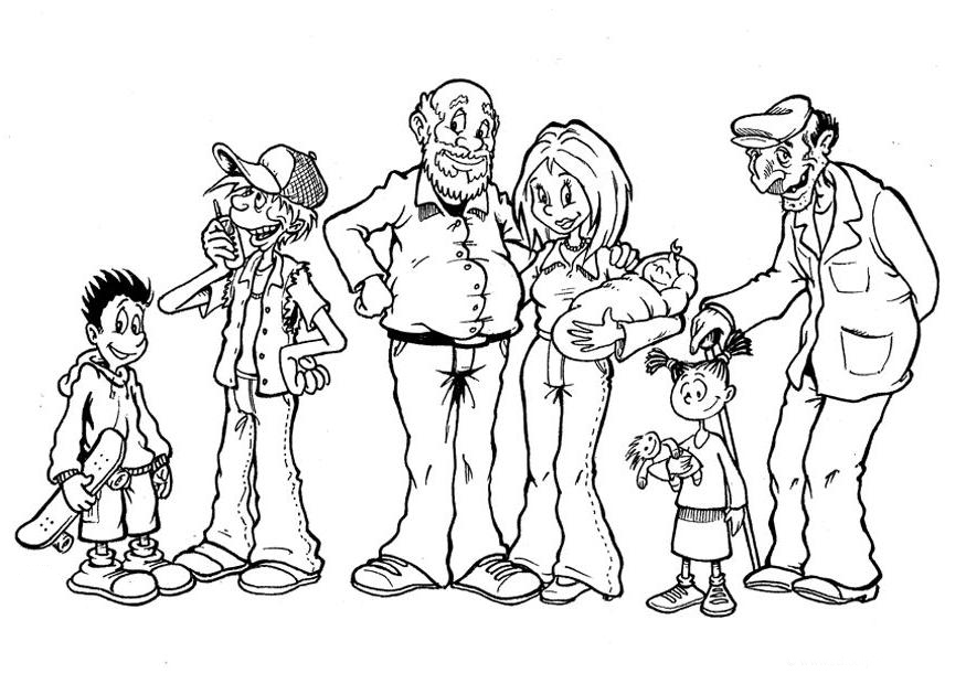 семья карикатура раскраска