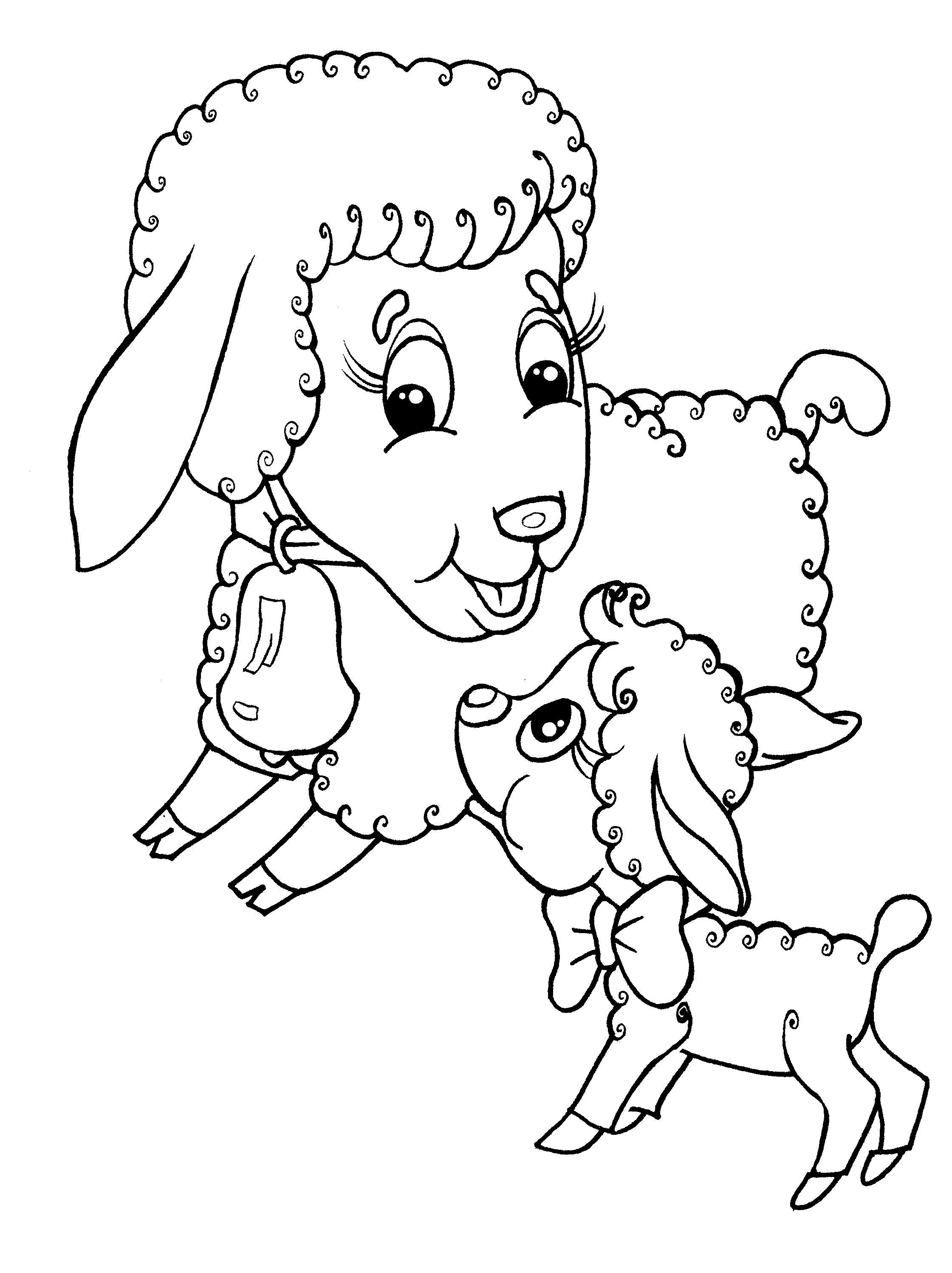 Раскраска овца и ягненок