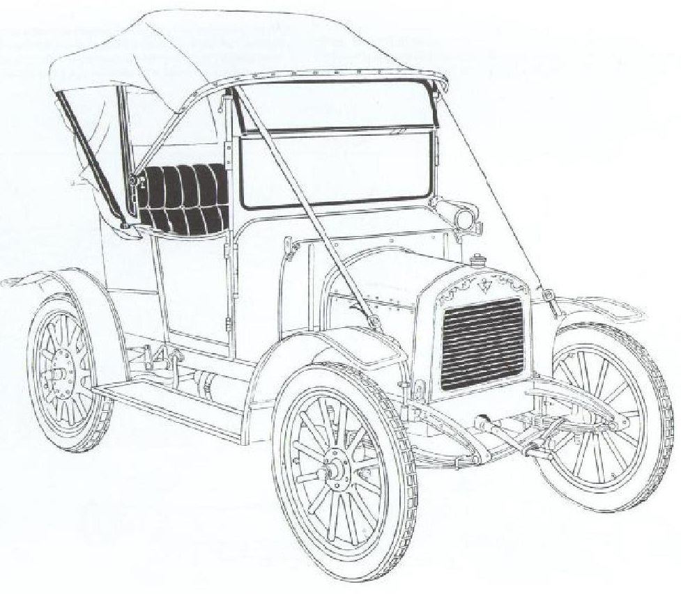 Раскраска Автомобиль Остин 7, 1911
