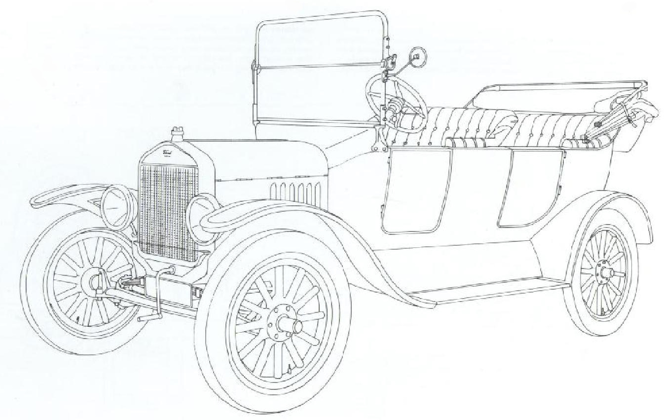 Раскраска ретро Автомобиль Форд Модель Т 1924