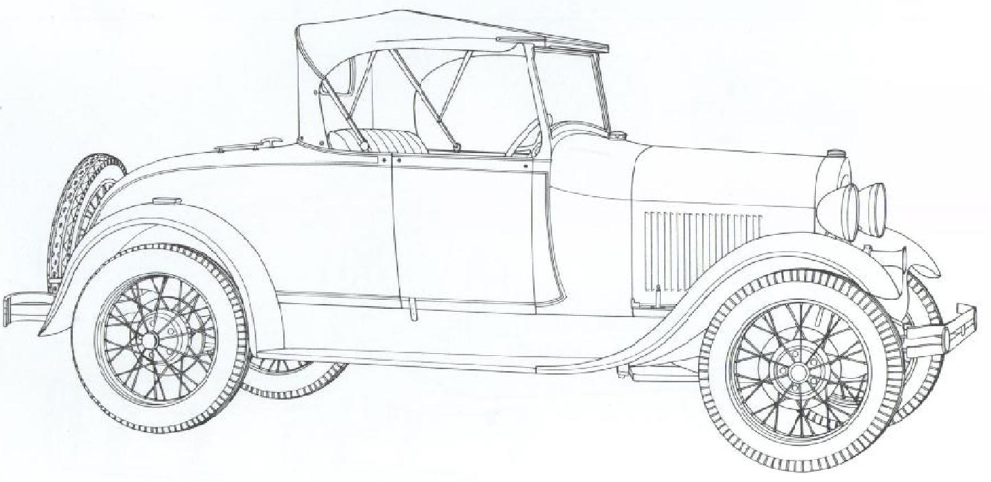Раскраска ретро Автомобиль Форд Модель А 1928