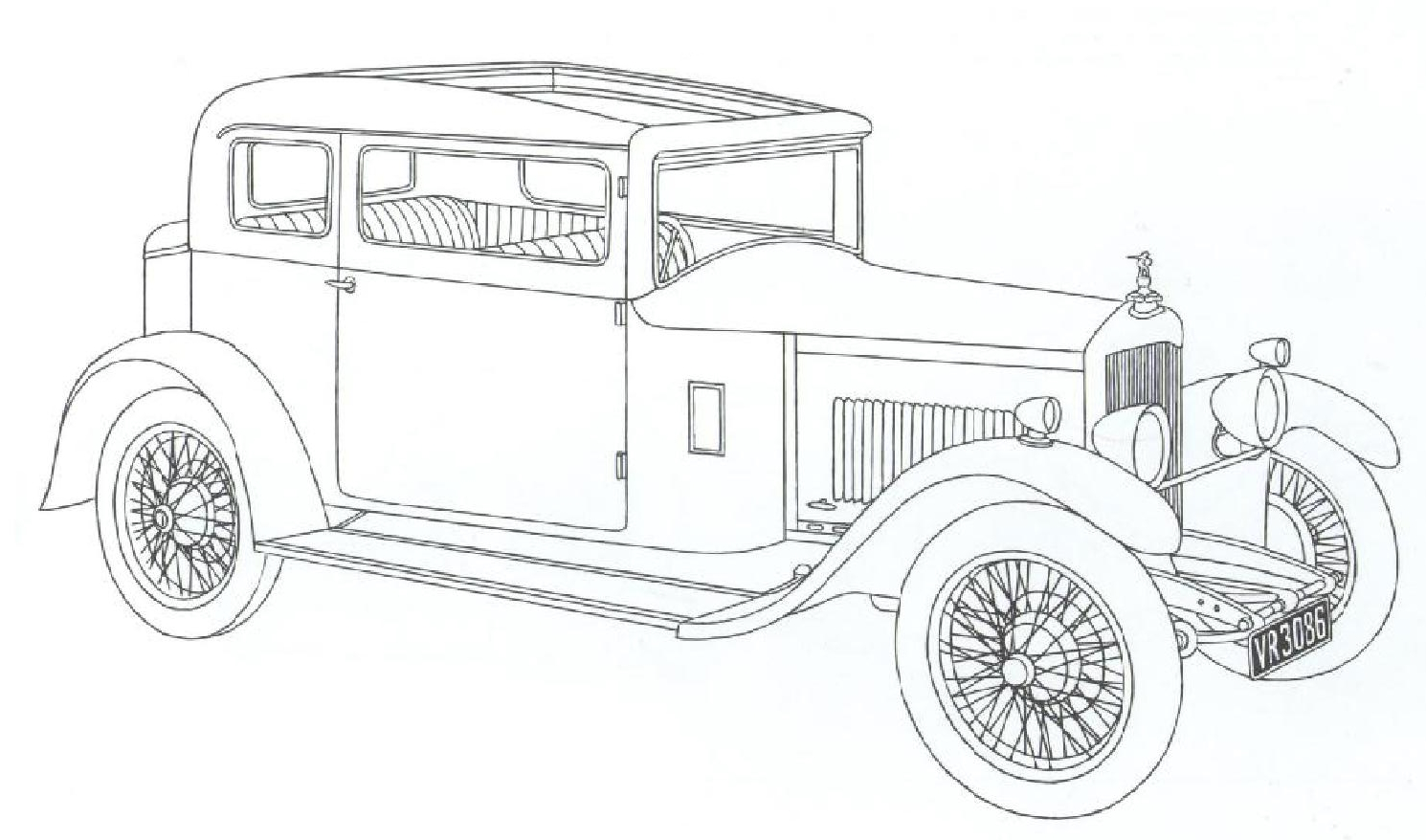 Раскраска ретро Автомобиль Кроссли 1929