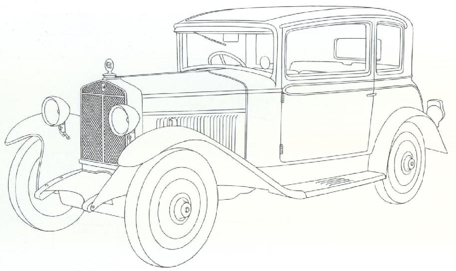 Раскраска ретро Автомобиль Фиат 9 1930