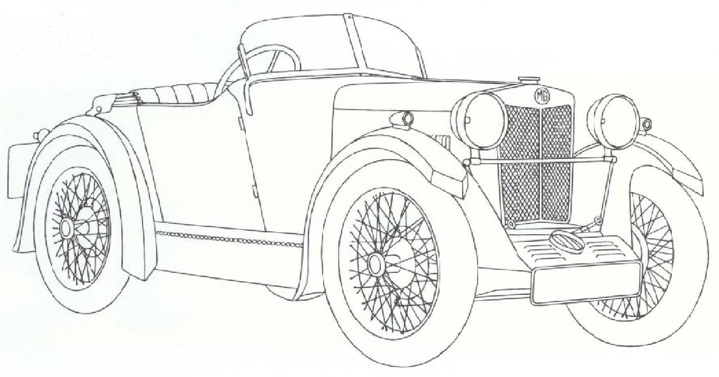 Раскраска Автомобиль ЭмДжи Миджет 1910