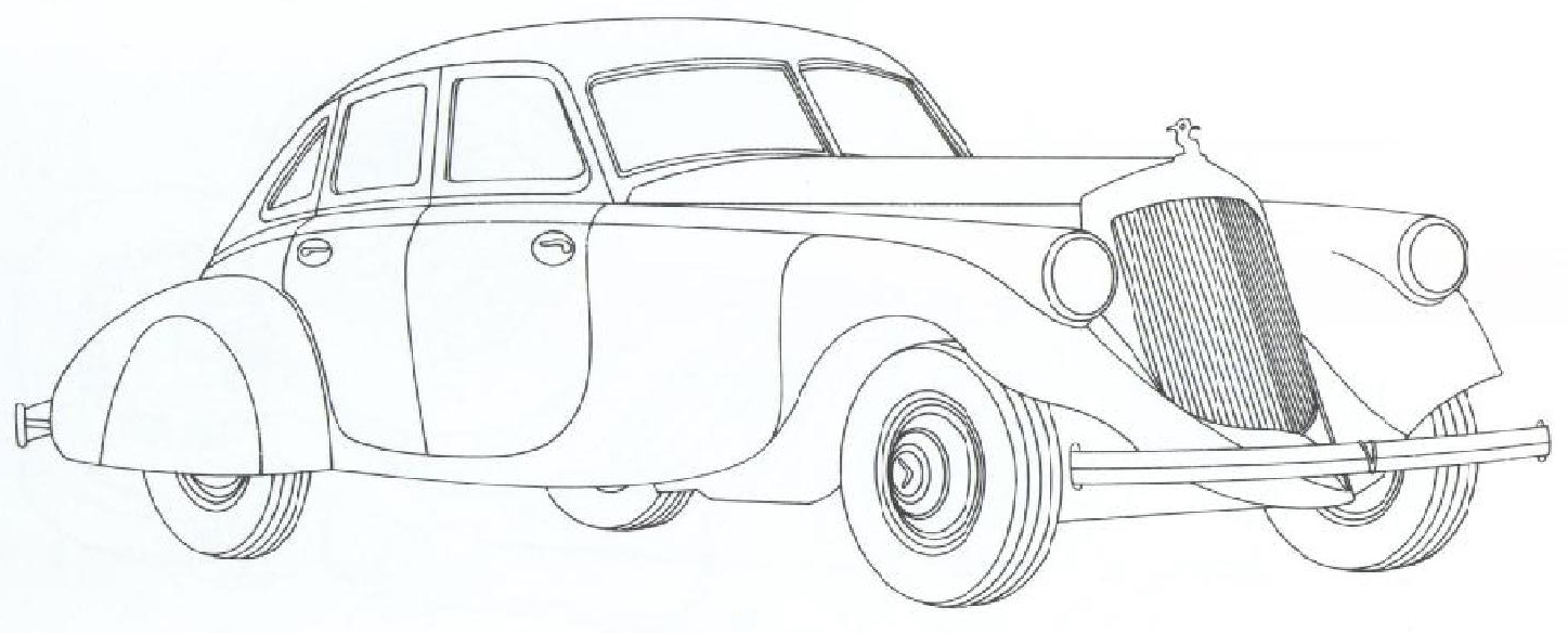 Раскраска Автомобиль Серебряная стрела Пирса-Эрроу 1933