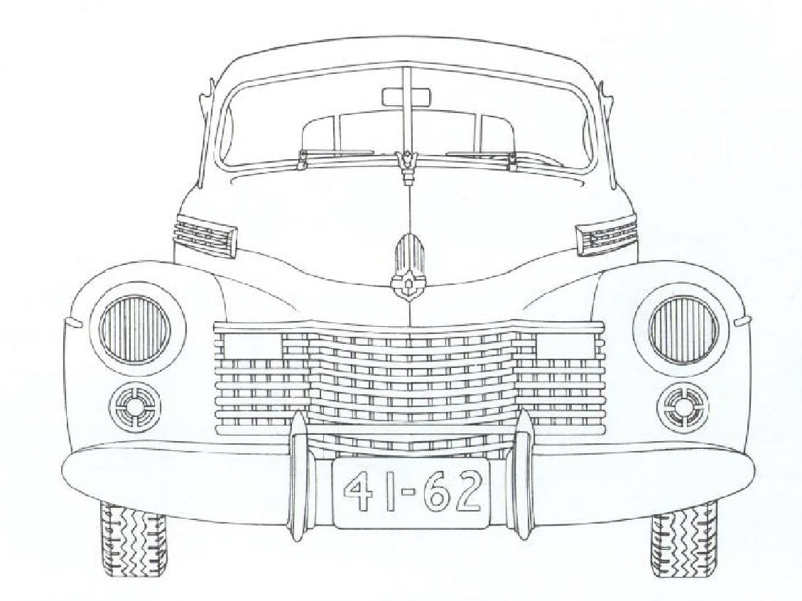 Раскраска ретро Автомобиль Кадиллак 1941
