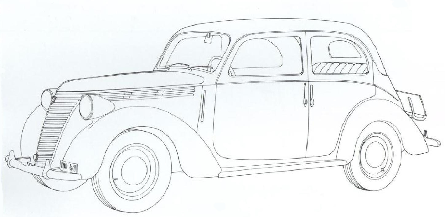 Раскраска ретро Автомобиль Фиат 1100Би 1947