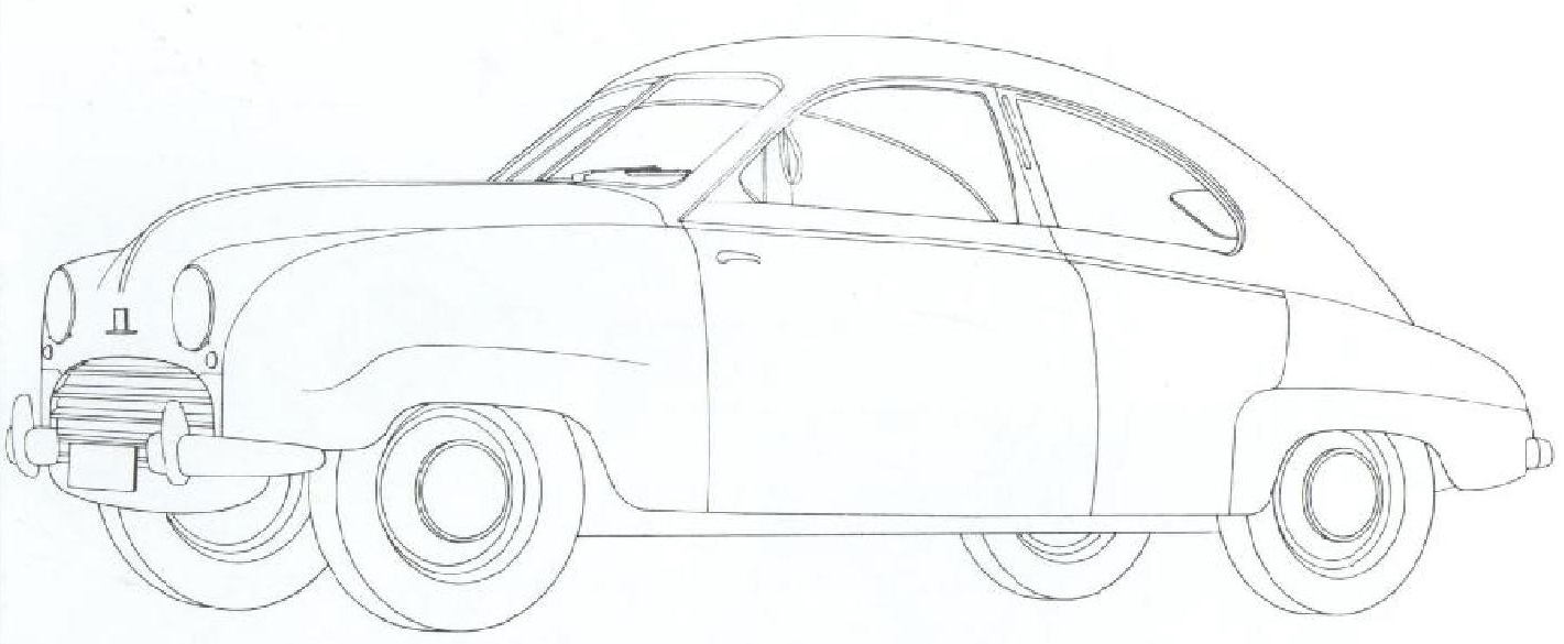 Раскраска ретро Автомобиль Сааб тип 92 1950