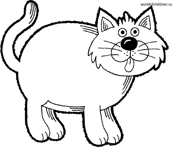 Раскраска Толстый кот с языком