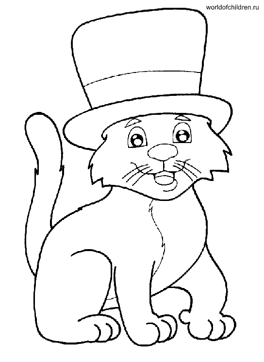 Раскраска Кот в шляпе