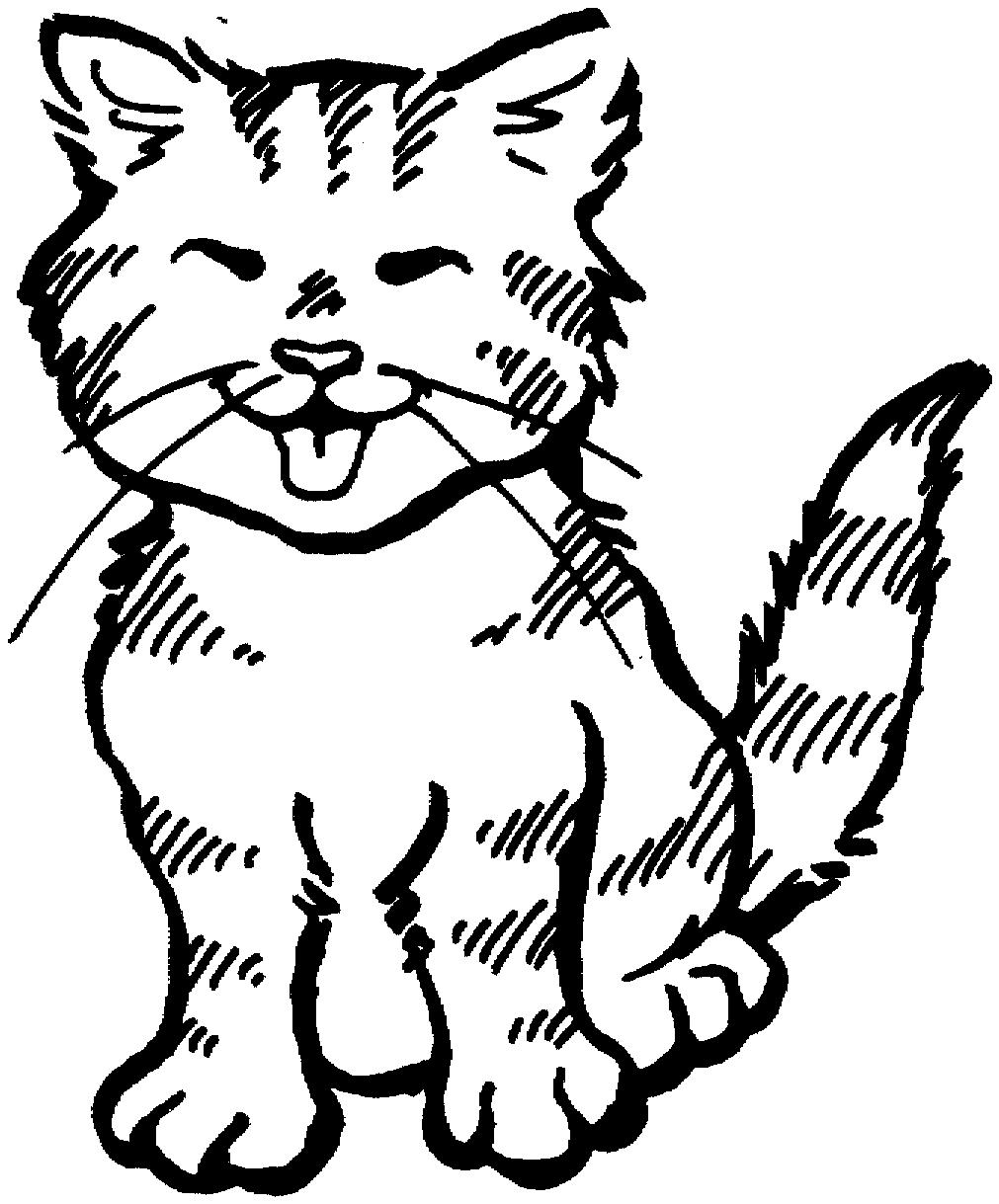 Раскраска Веселый полосатый котенок