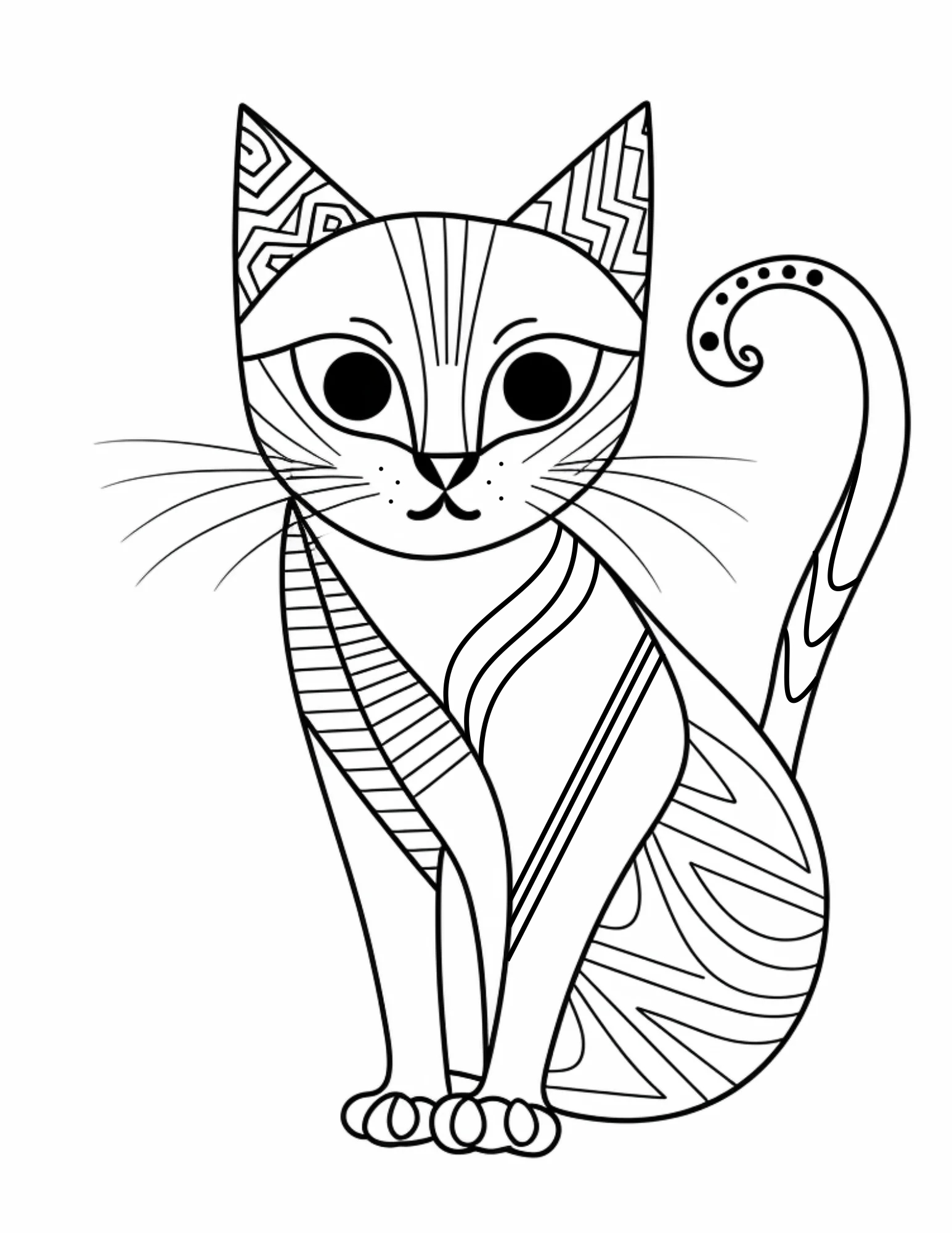 Раскраска Кот с узорами