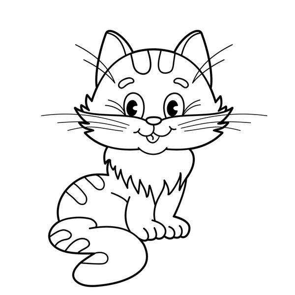 Раскраска Мультяшный полосатый котенок