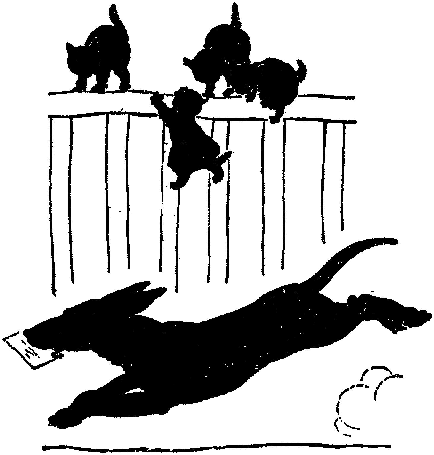 Раскраска Котята на заборе