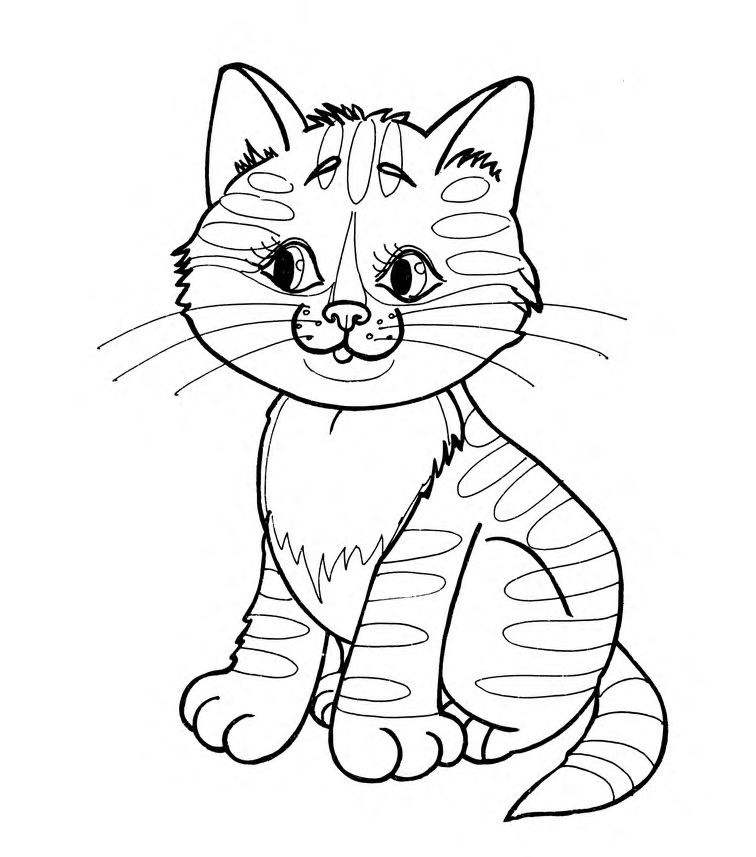 Раскраска Полосатый котенок из мультика