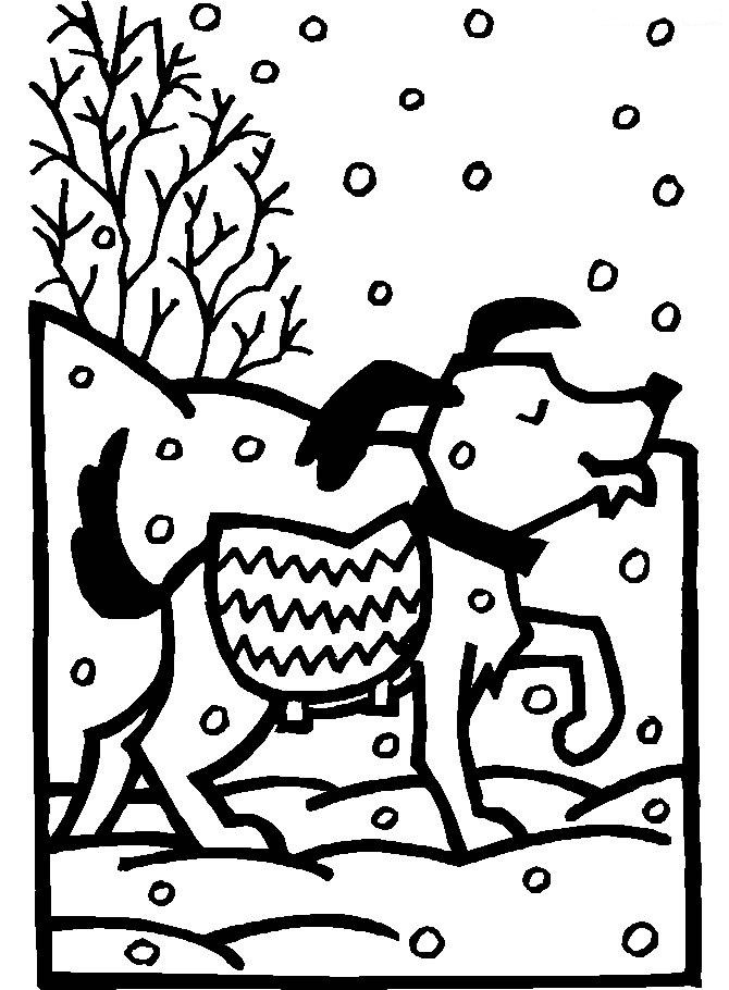 Раскраска Собака под снегом зимой