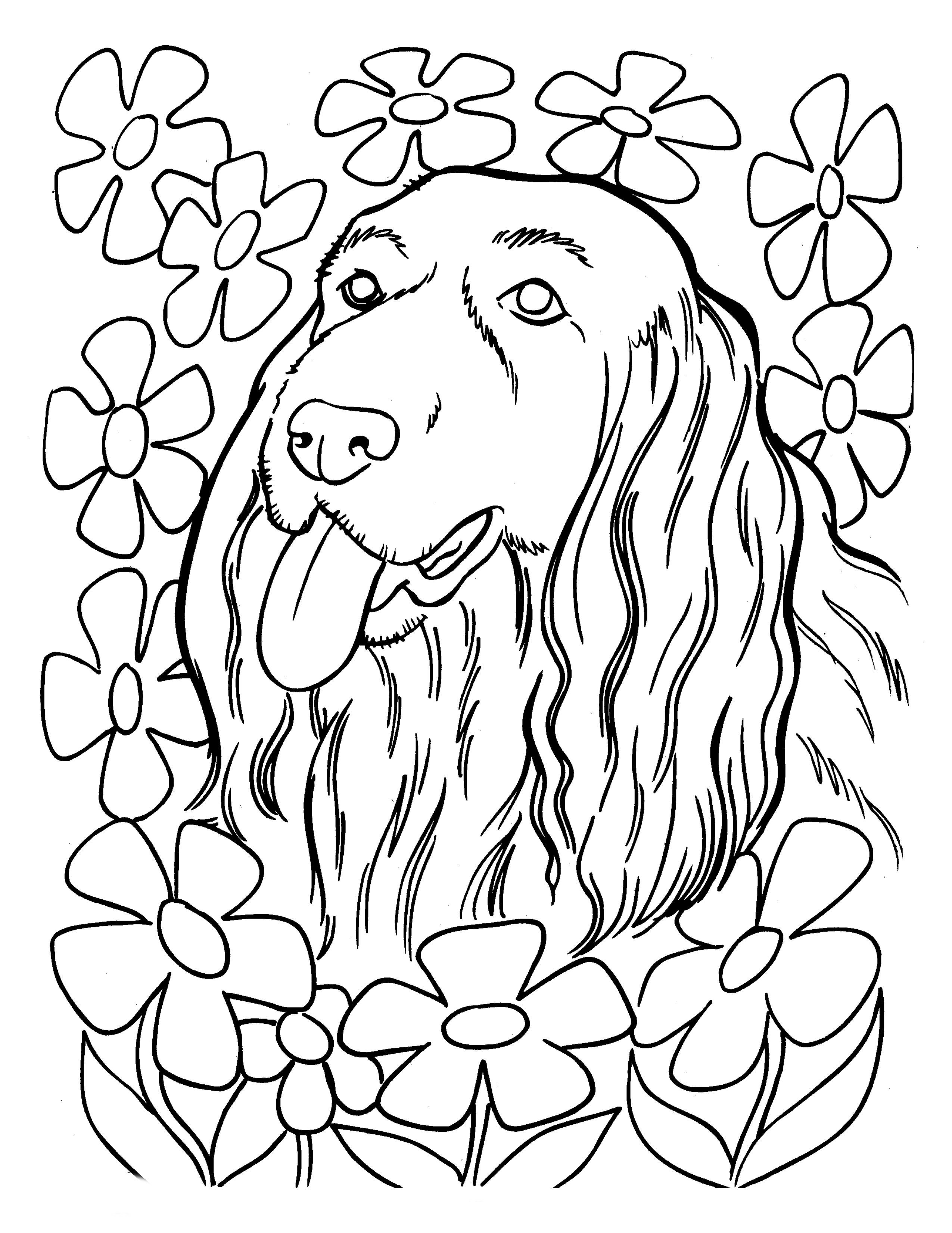 Раскраска Собака в цветах