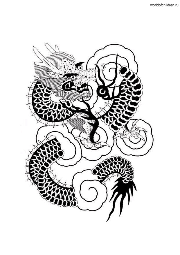 китайский дракон раскраска