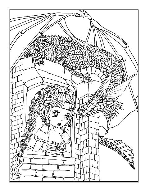 дракон и принцесса раскраска
