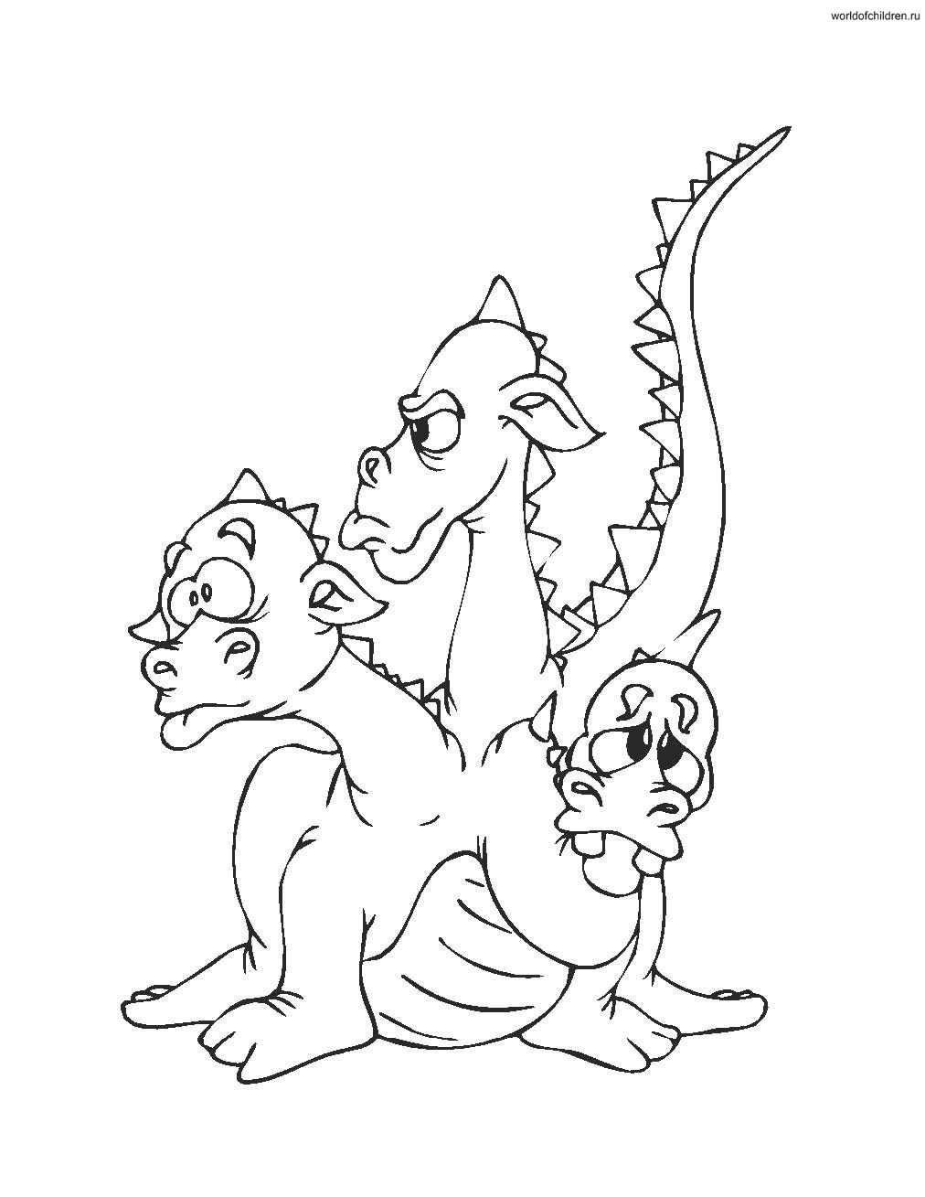дракон с тремя головами раскраска