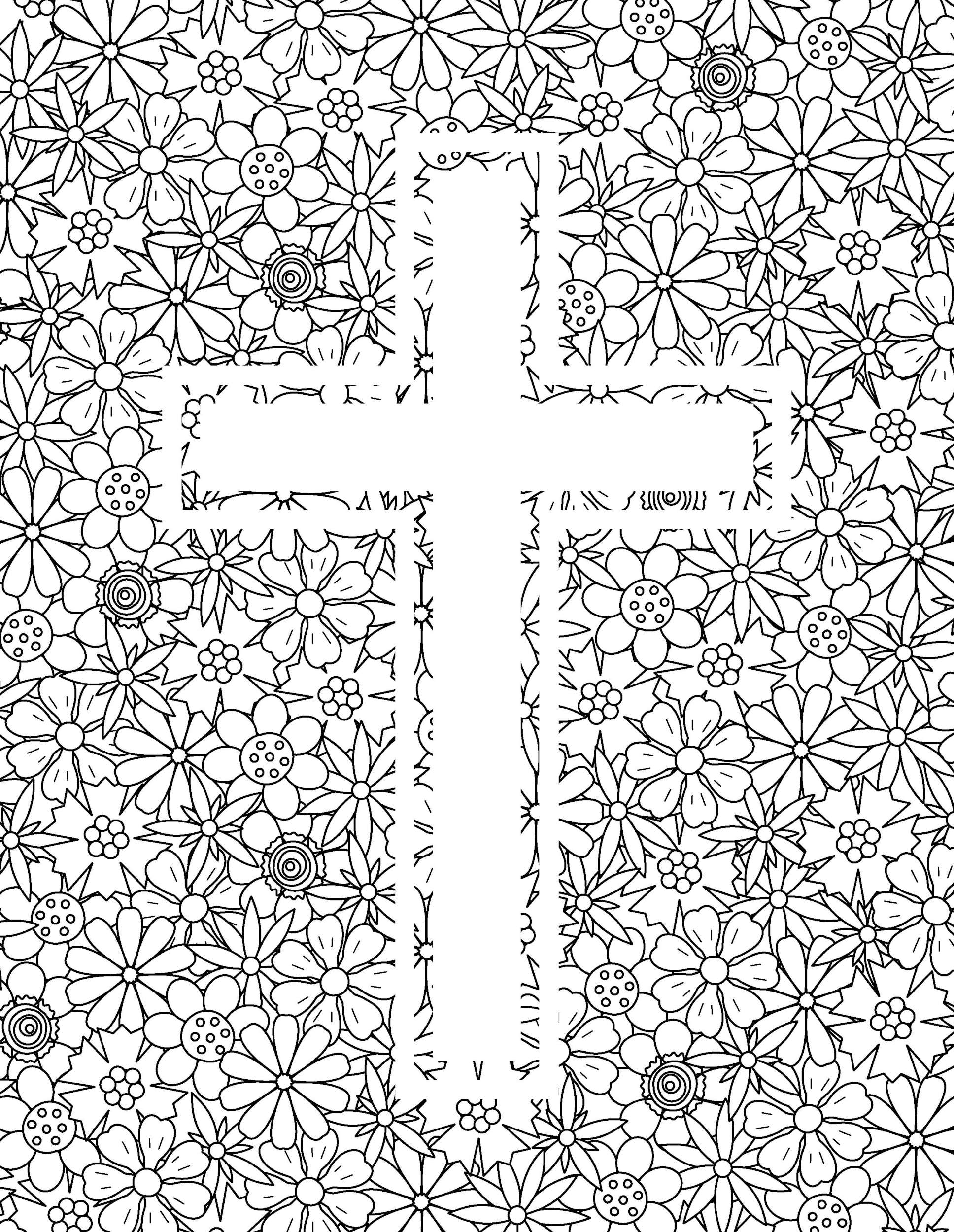 Раскраска Антистресс на Пасху христианский крест