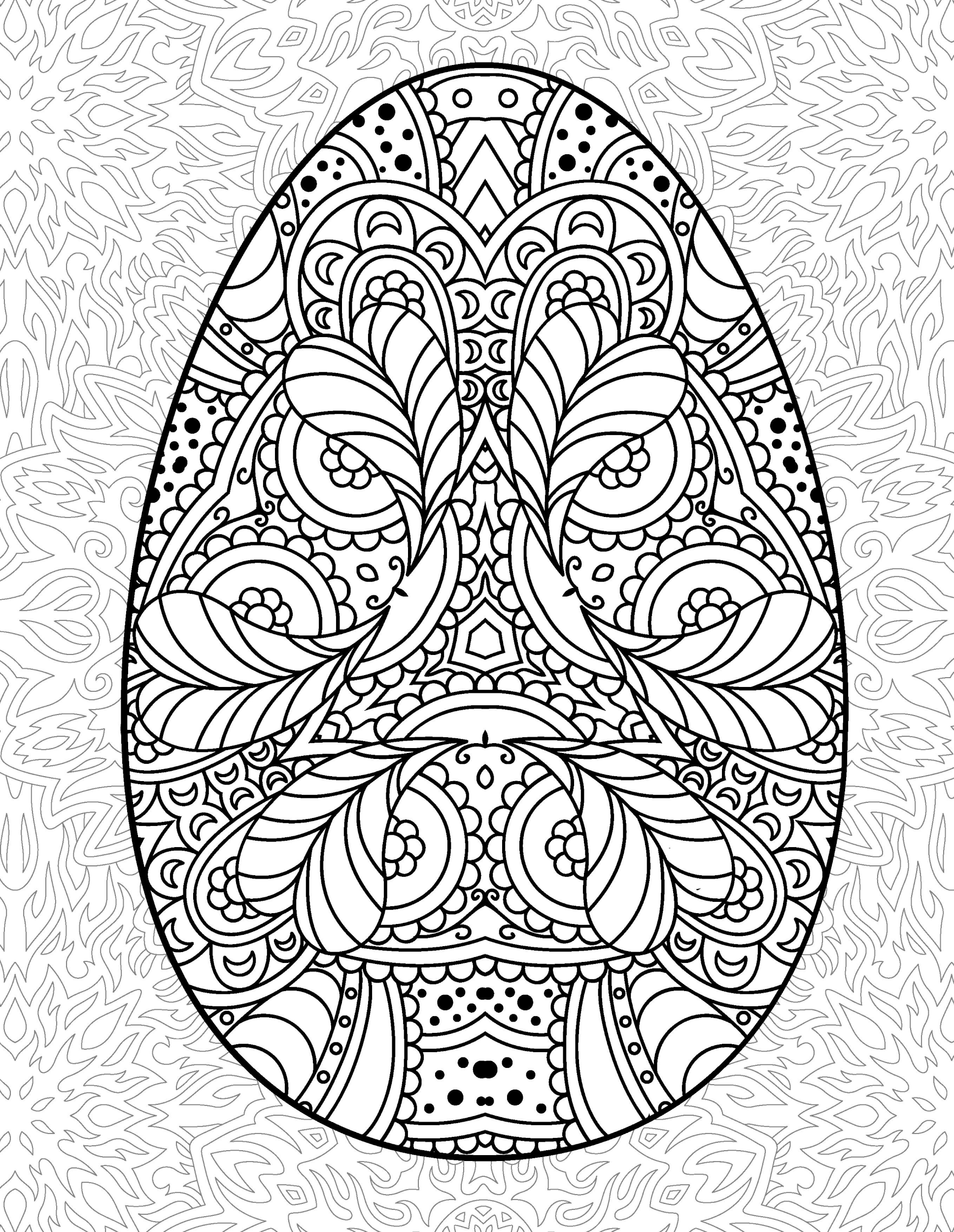Раскраска Антистресс пасхальное яйцо с цветочным узором