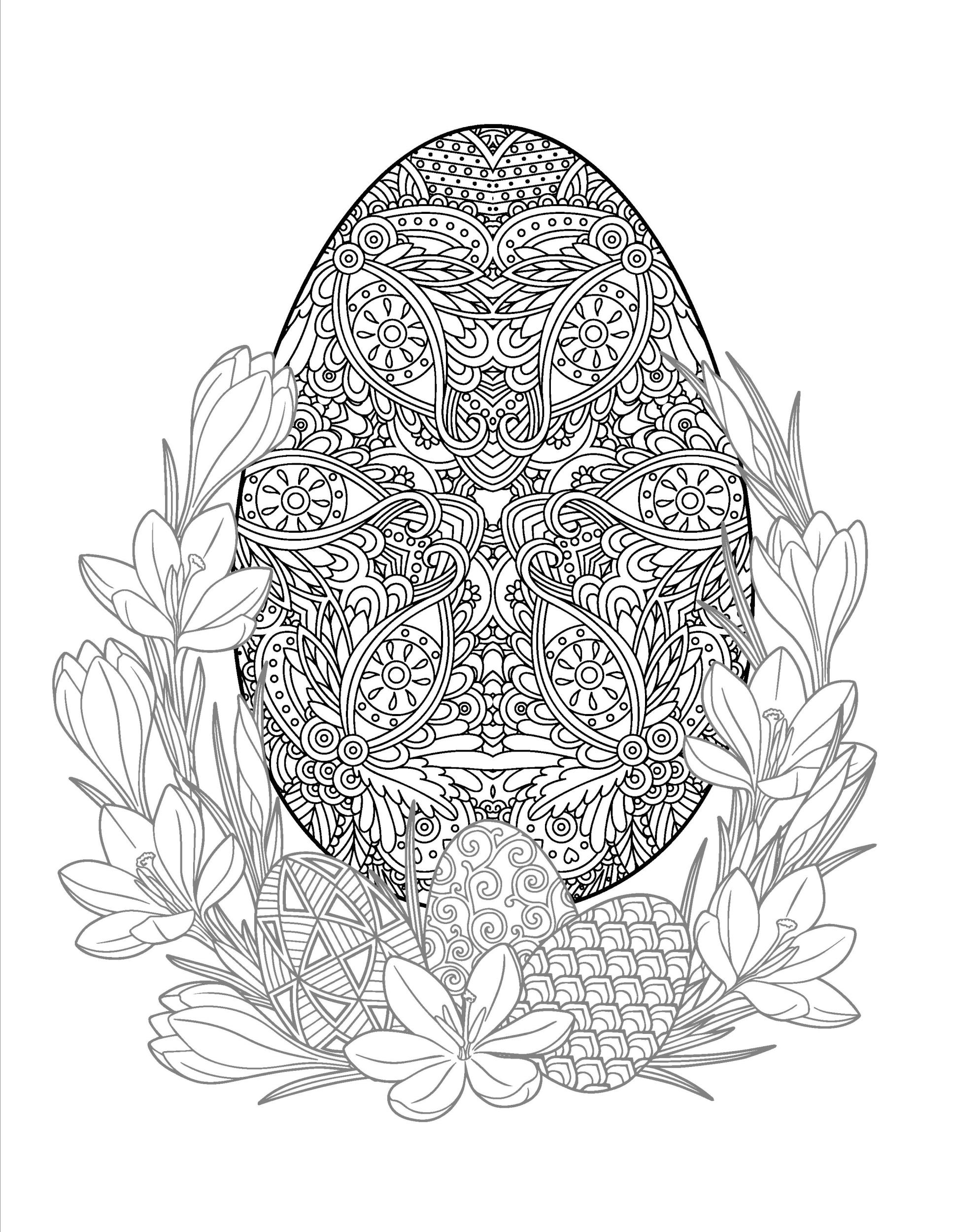 Раскраска Антистресс пасхальное яйцо с цветами