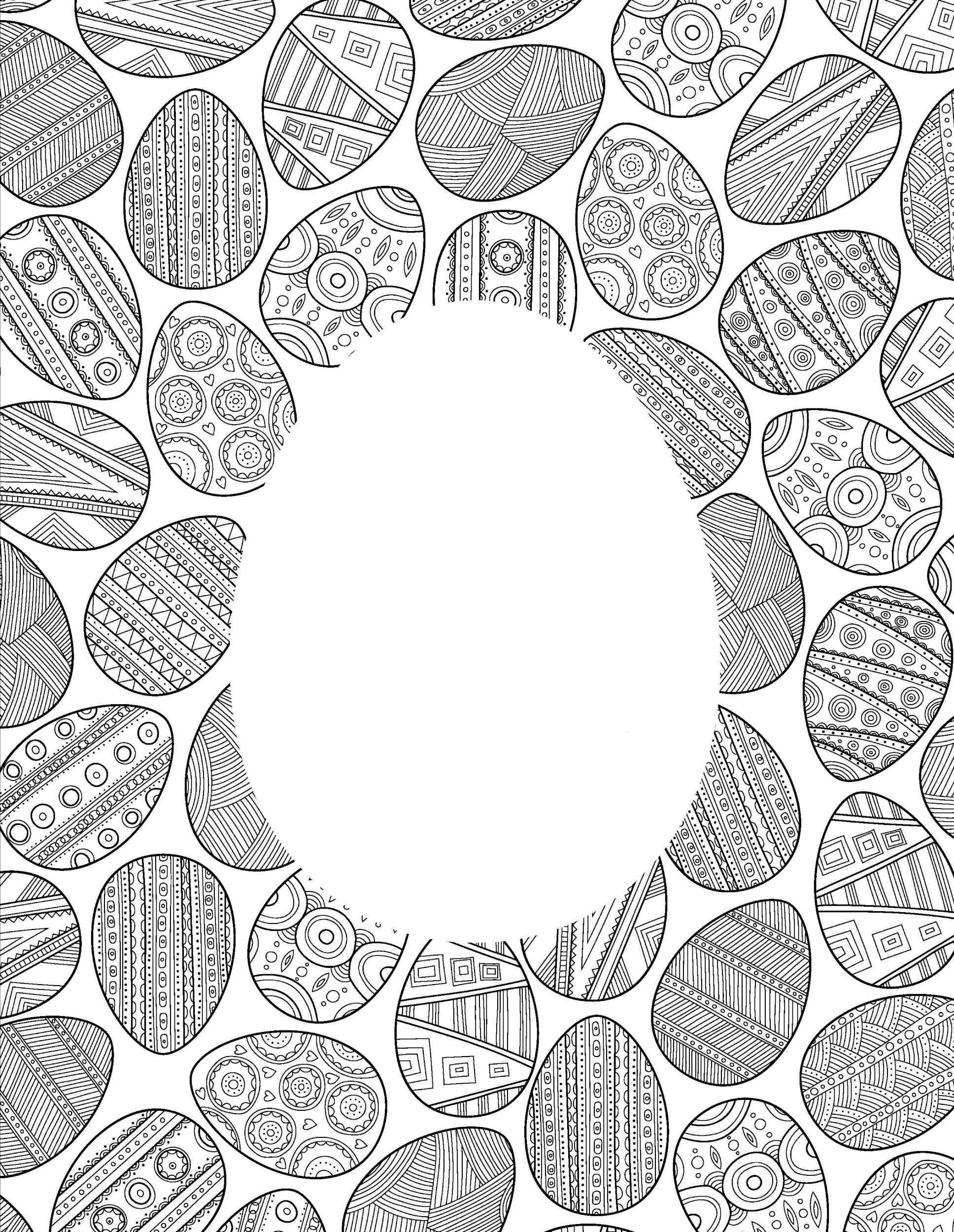 Раскраска Антистресс на Пасху открытка с пасхальными яйцами
