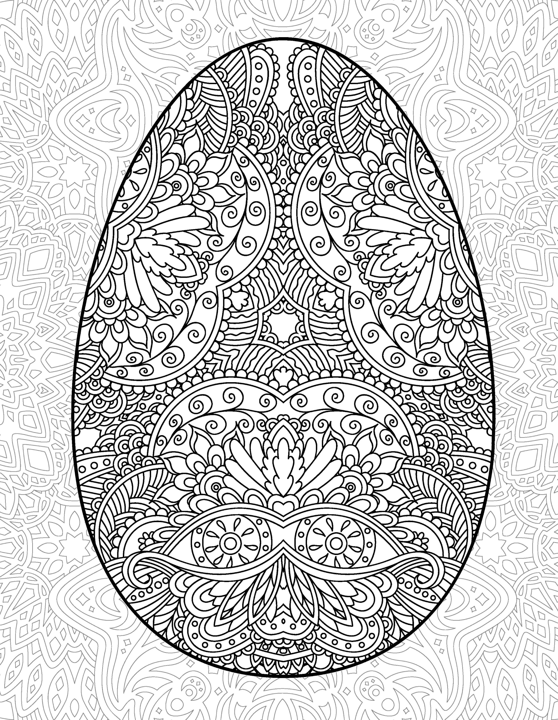 Раскраска Антистресс пасхальное яйцо с природным орнаментом