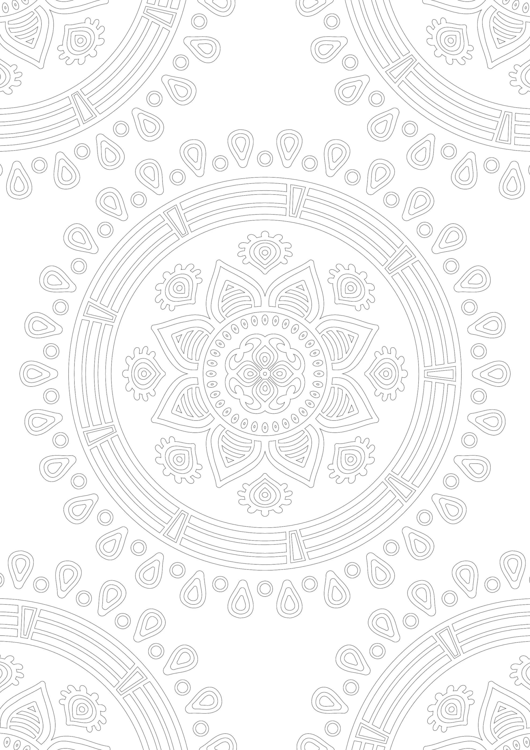 Раскраска Мандала цветок в круге