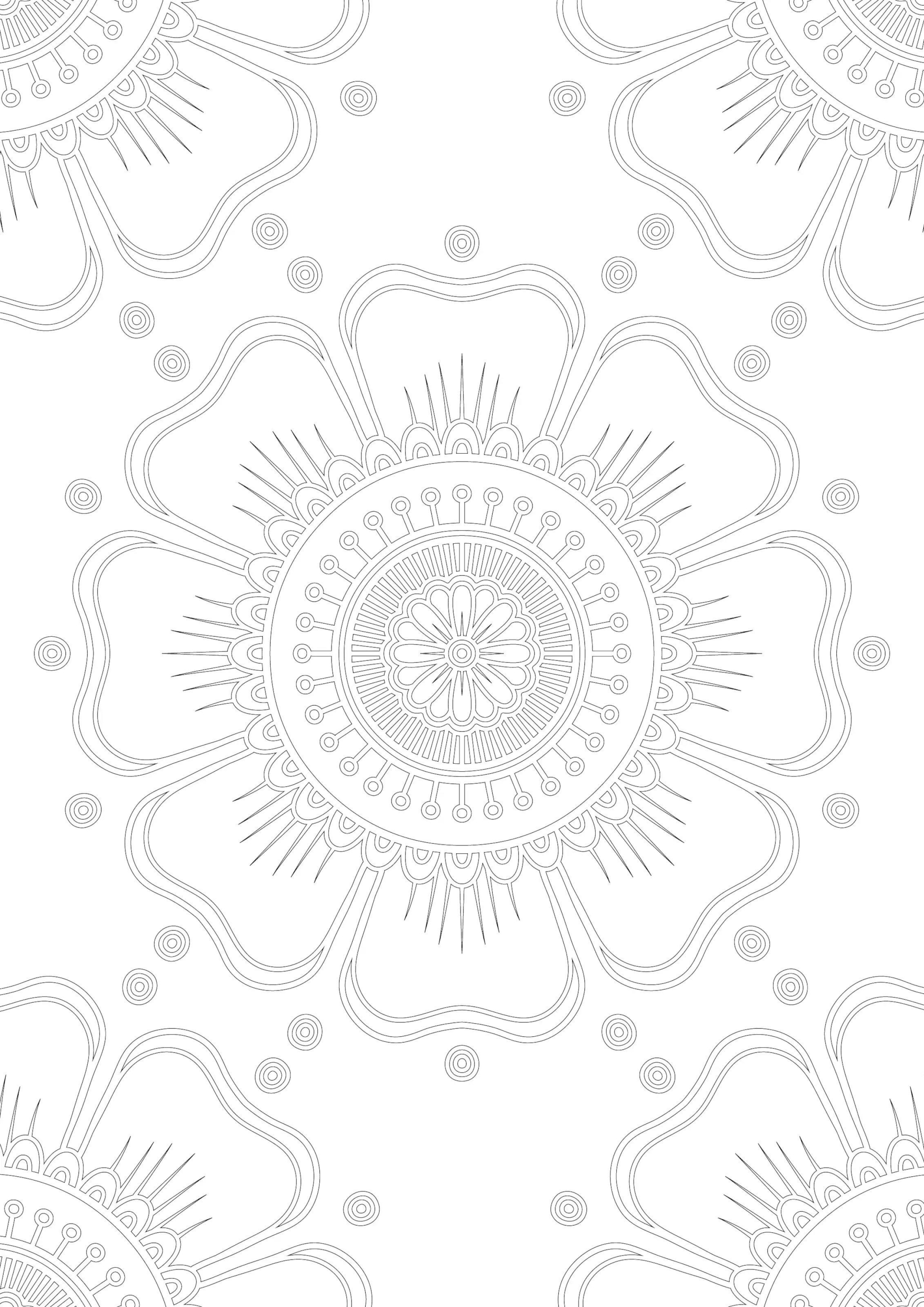 Раскраска Мандала цветок гелениум