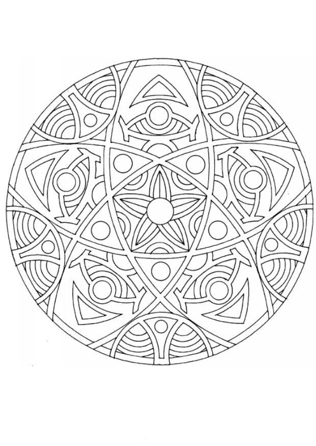 Раскраска Мандала с треугольниками-стрелами