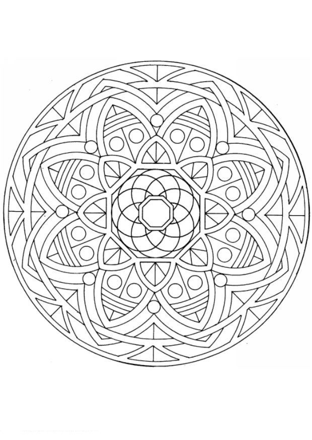 Раскраска Мандала с кругами и переплетением