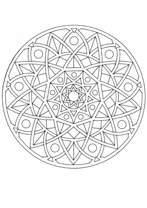 Раскраска Мандала с простыми линиями и кружками