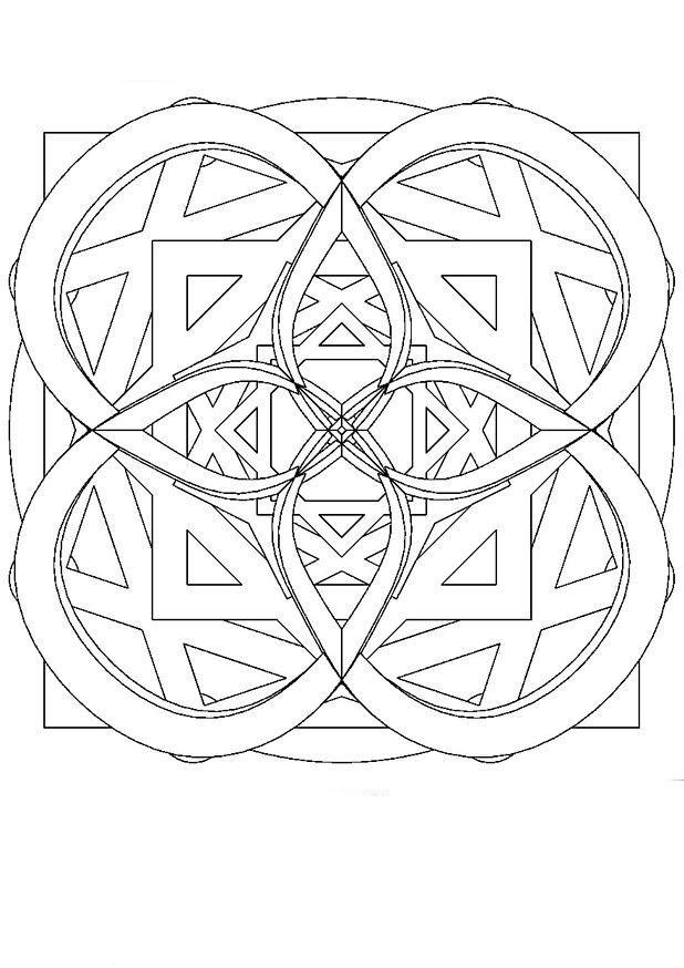 Раскраска Мандала из четырех частей
