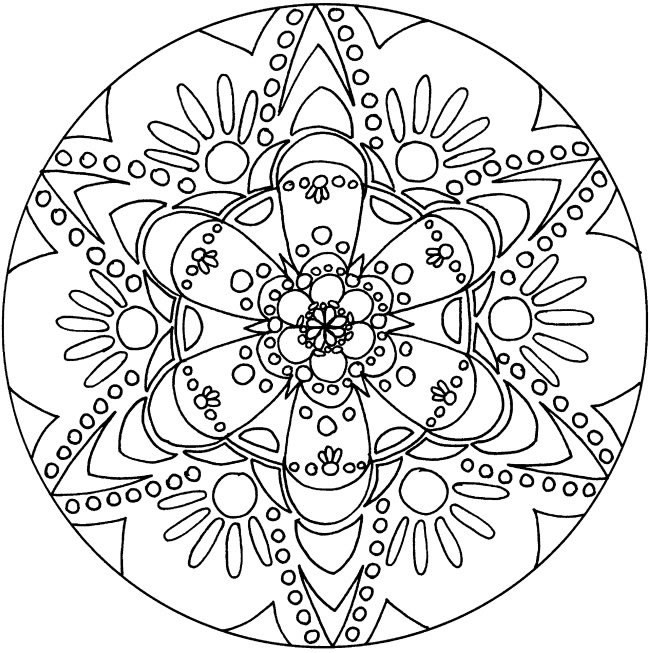 Раскраска Мандала цветочный калейдоскоп