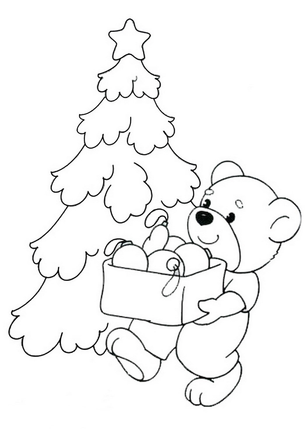 медведь и елка раскраска