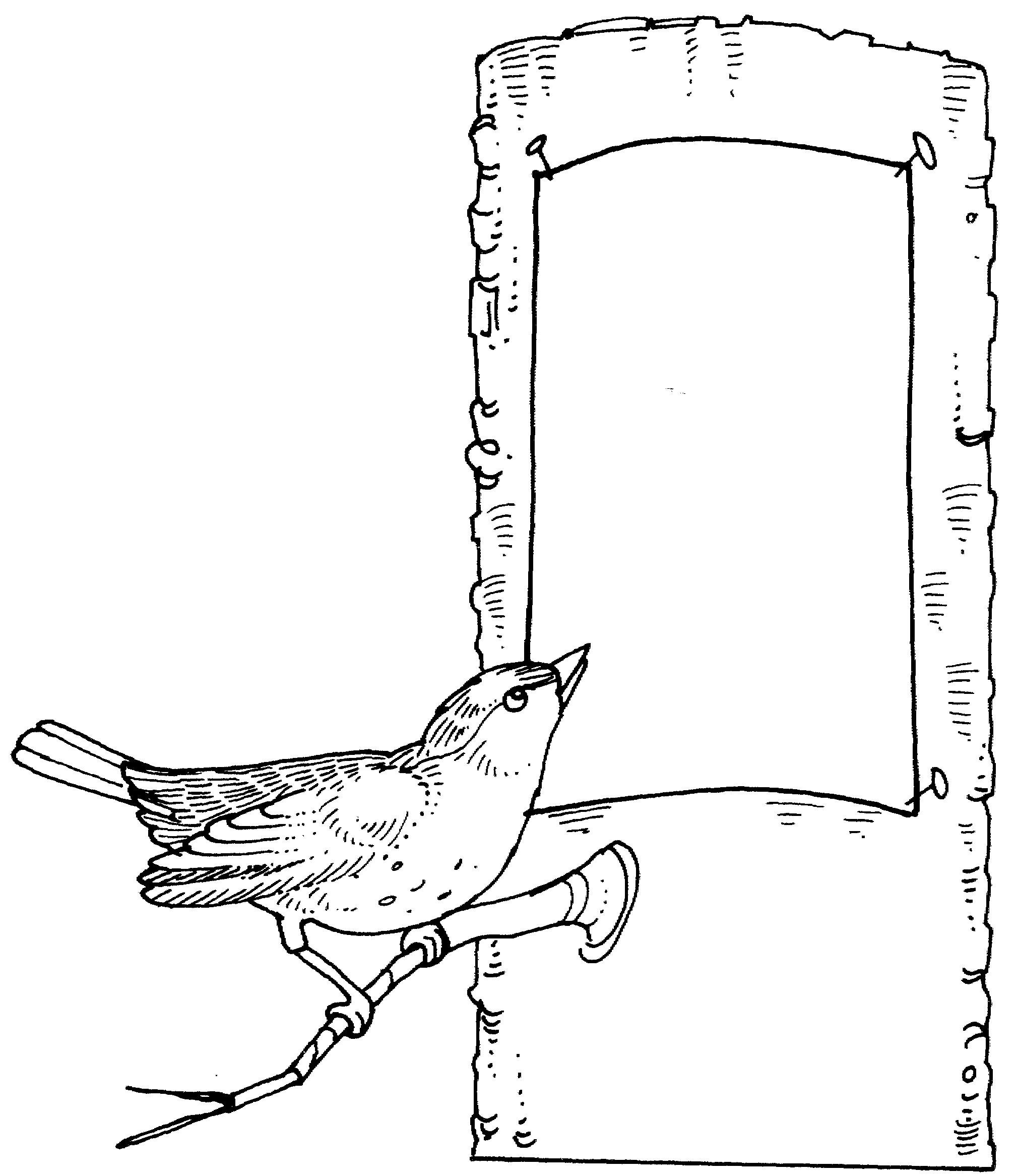 раскраска открытка с птицей