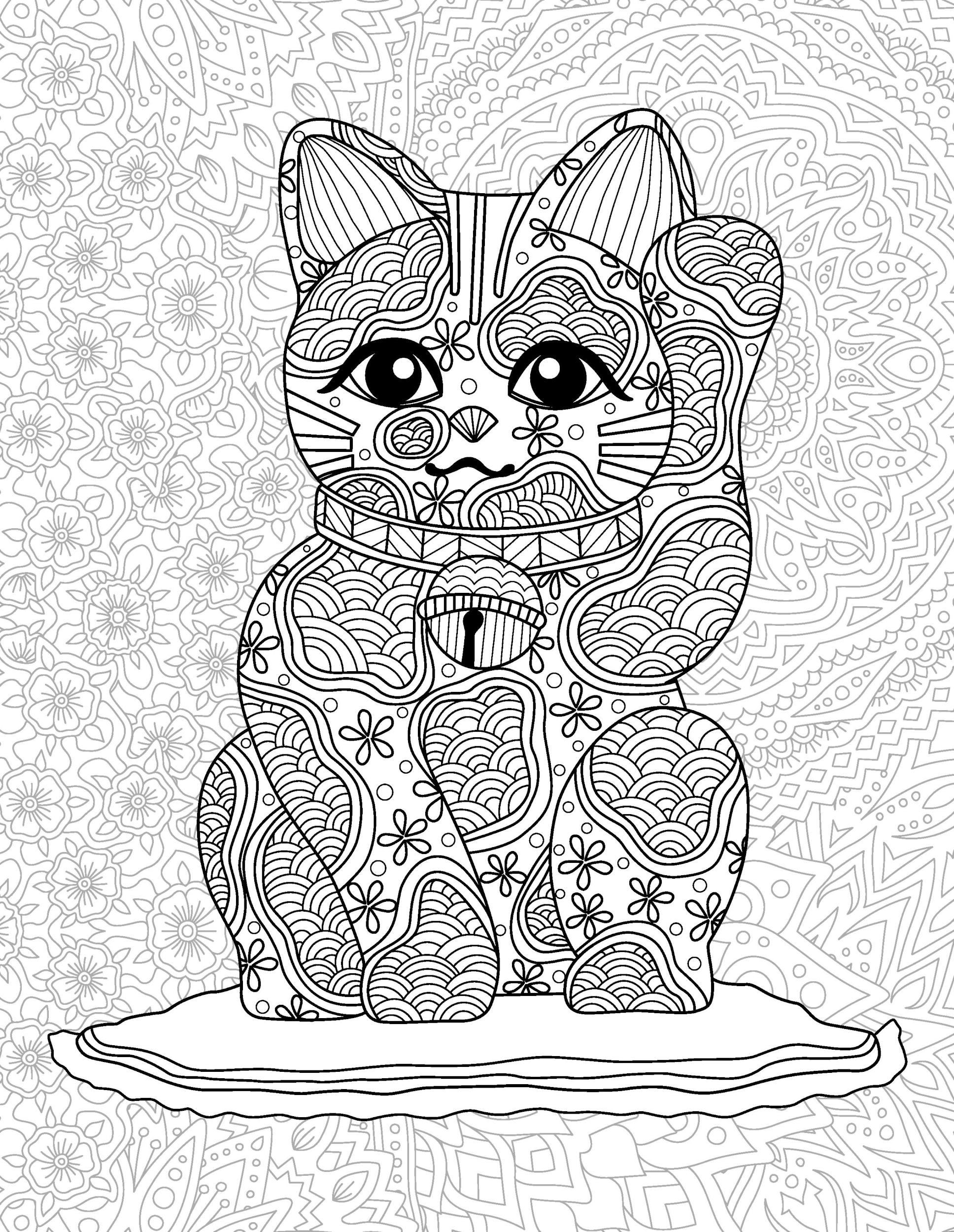 Раскраска Релакс кот Манэки-нэко
