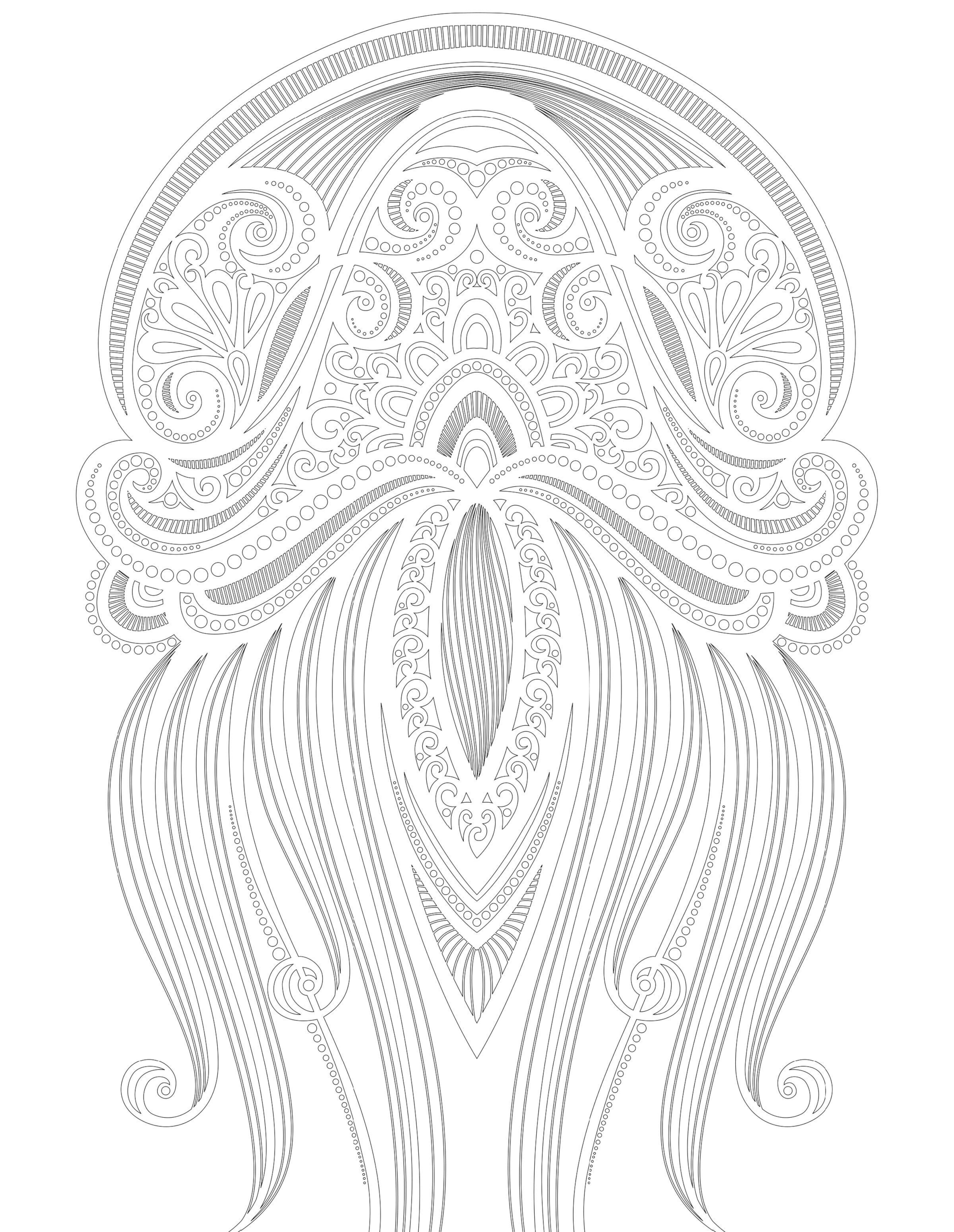 Раскраска Антистресс медуза с завитками